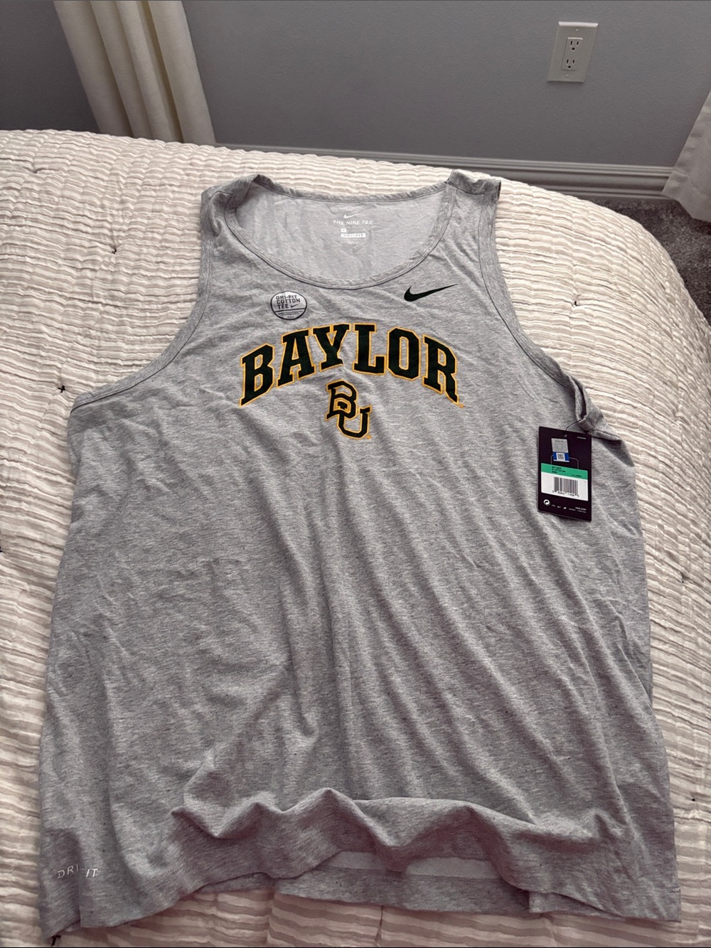 Nike Gray Baylor Tank with Gold Accent NWT